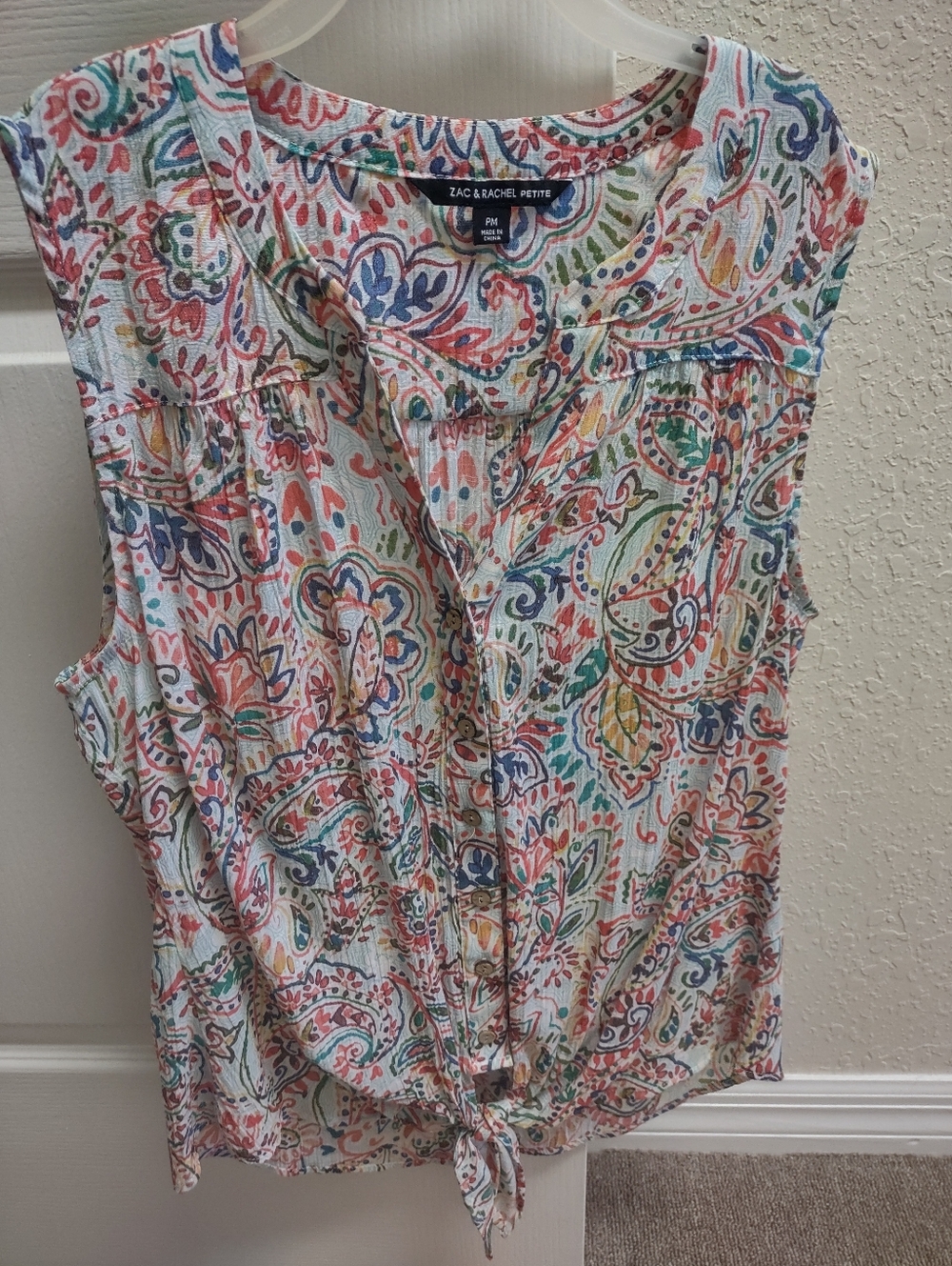 Zac & Rachel Multicolor Paisley Tie-Front Sleeveless Top
